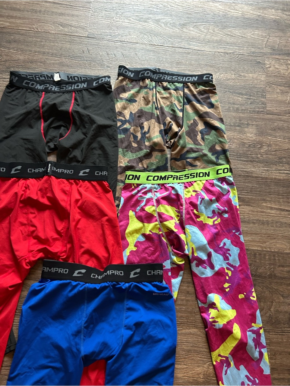 5 Pairs Compression Adult Large Champro Performance Leggings - Multicolor